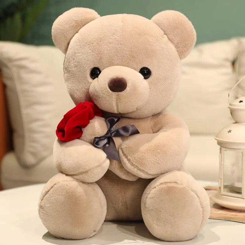 45/35/23 cm Kawaii Teddybär mit Rosen Plüschtier Weichbär Stoffpuppe Romantisches Geschenk für Liebhaber Heimdekoration Valentinstagsgeschenke für Mädchen 23cm braun von Joom DACH