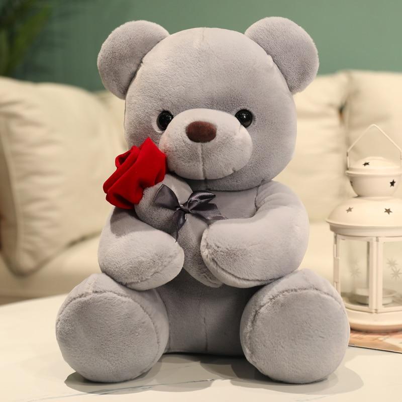 45/35/23 cm Kawaii Teddybär mit Rosen Plüschtier Weichbär Stoffpuppe Romantisches Geschenk für Liebhaber Heimdekoration Valentinstagsgeschenke für Mädchen 45cm graue von Joom DACH