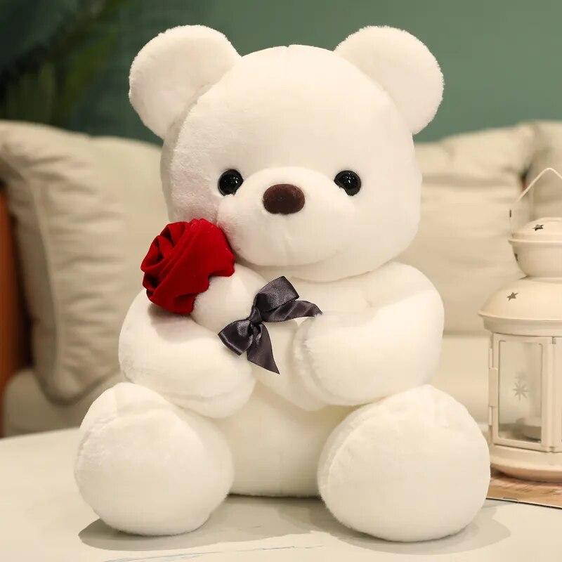 45/35/23 cm Kawaii Teddybär mit Rosen Plüschtier Weichbär Stoffpuppe Romantisches Geschenk für Liebhaber Heimdekoration Valentinstagsgeschenke für Mädchen 45cm weiß von Joom DACH