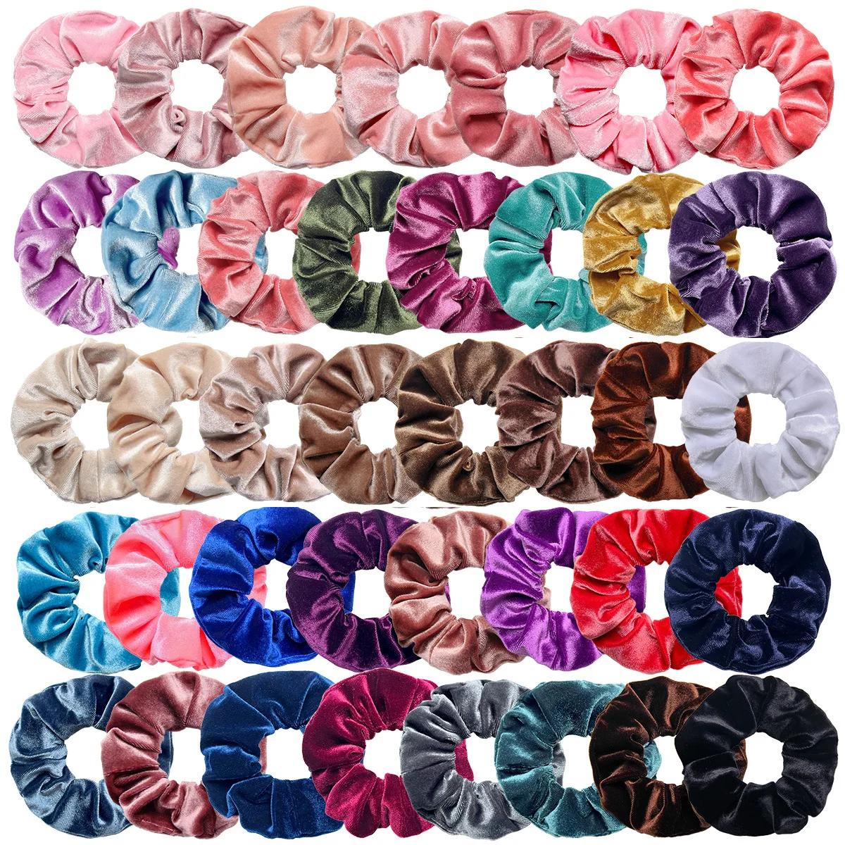 45 Farben Große Vintage Samt Scrunchies Mädchen Elastische Haarbänder Pferdeschwanzhalter Haargummis Mode Damen Accessoires 10 Pieces von Joom DACH