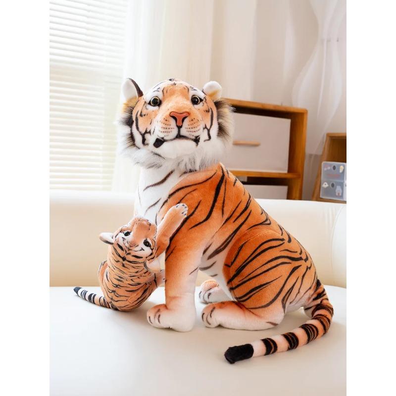 45 cm Simulation Wildtier-Plüschpuppe Realistische Mutter und Sohn Tiger Leopard Löwe Plüschtier Wohnkultur Geburtstagsgeschenk für Jungen 45cm von Joom DACH
