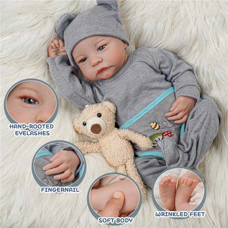 45CM Realistische Reborn-Babypuppe Hand Ultrarealistisch 3D Handbemalt Lebensecht Sammler-Vinylpuppe zum Verschenken girl von Joom DACH