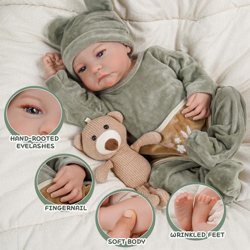 45CM Waschbar Lebensechte Weiche Hand-gemalt Simulation Baby Reborn Puppe Kinder Begleiten Spielen Puppe Boy von Joom DACH