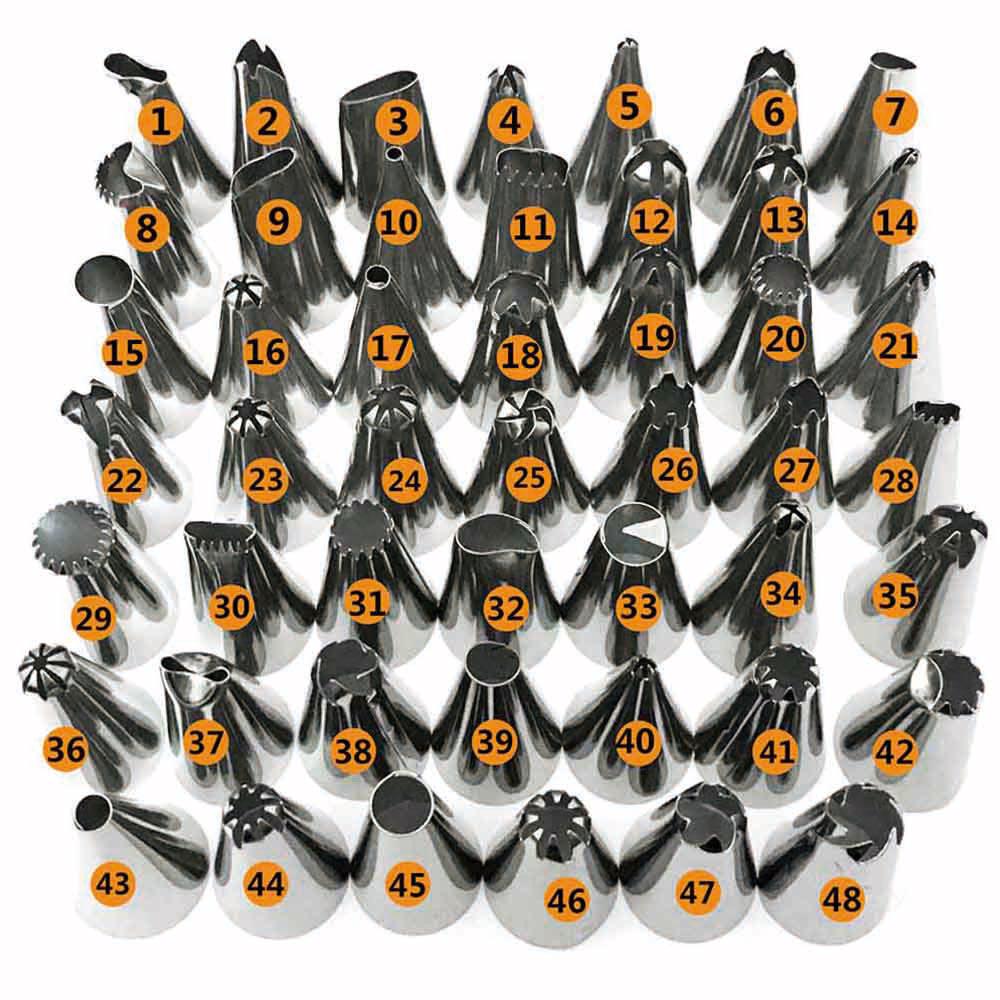 48-teiliges DIY-Küchen-Schokoladen-Dekorationsset, Backwerkzeug, Kuchenformen, Creme-Mund-Zuckerguss-Rohrtülle 48Pcs/set von Joom DACH