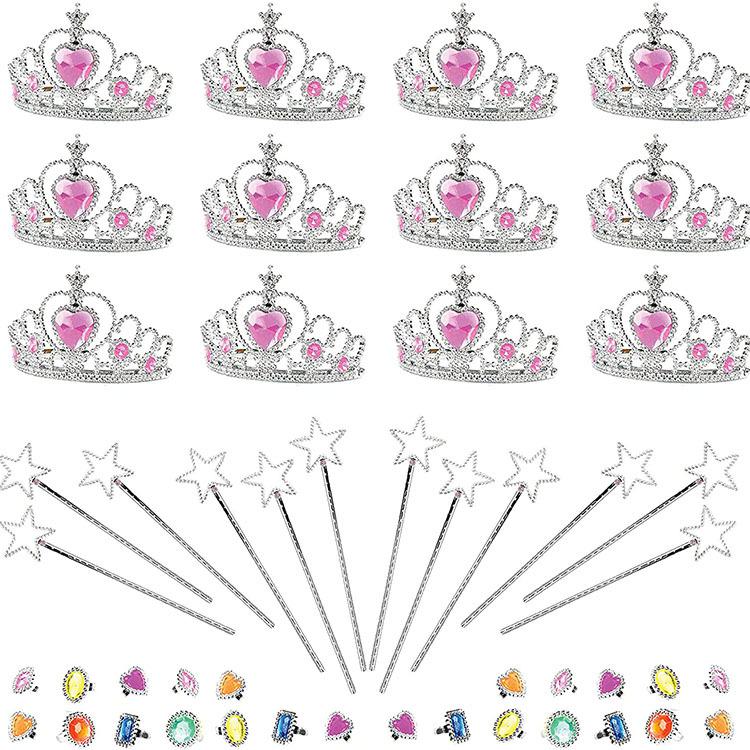 48-teiliges Zauberstab-Set für Kinder aus Kunststoff mit Kronen-Stirnband Crown 12pcs Ring 24pcs Star stick 12pcs von Joom DACH