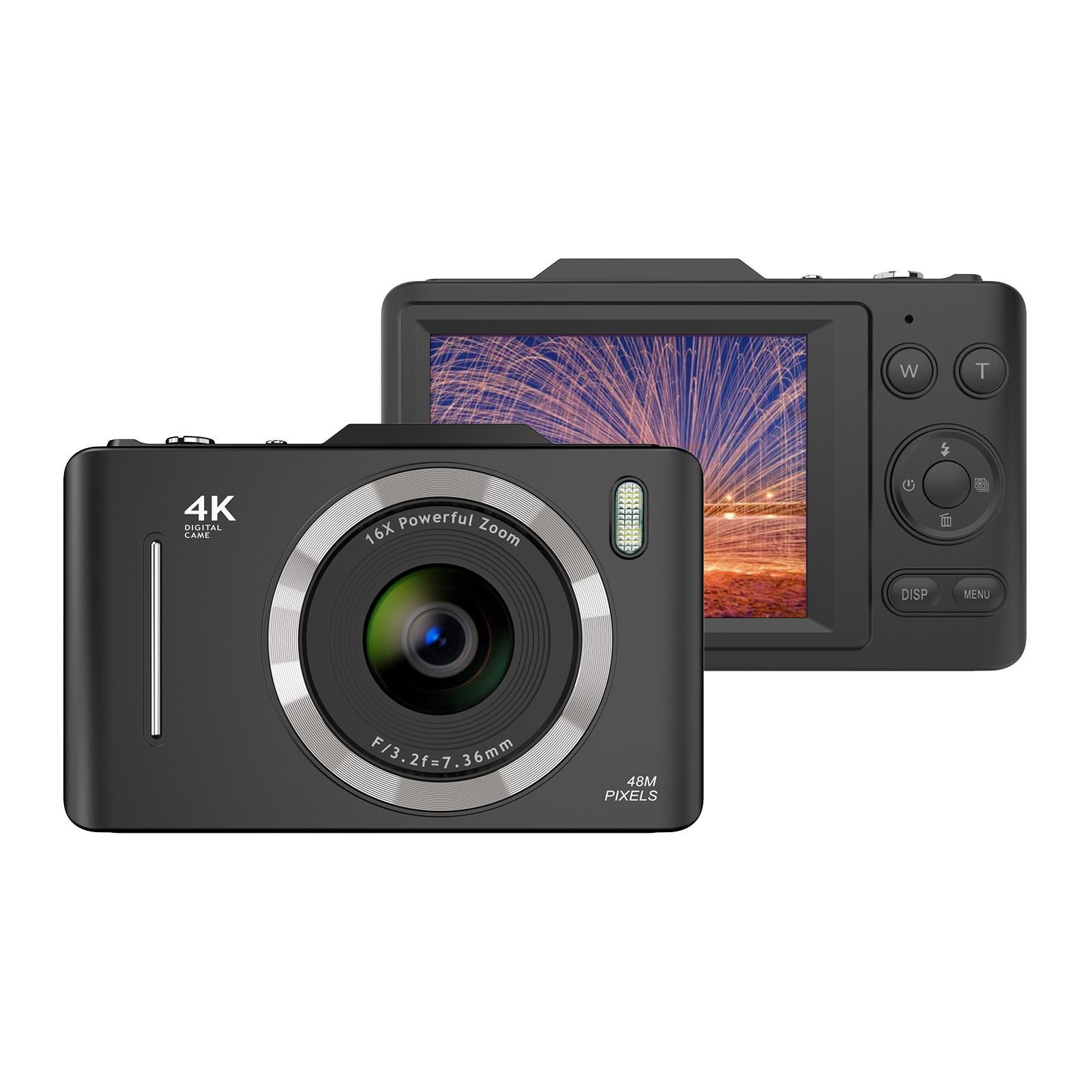 4K Digitalkamera Tragbare digitale Videokamera 48MP 2,8 Zoll IPS-Bildschirm Anti-Shake 16-facher Zoom schwarz von Joom DACH