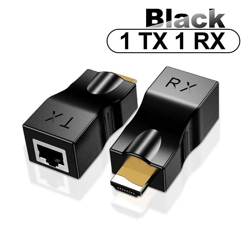 4K HDMI-kompatibler Extender RJ45-Ports Bis zu 30m Über CAT6 5E Netzwerk Ethernet LAN TX RX Adapterkabel HDTV zu RJ45 für DVD PS4 schwarz von Joom DACH