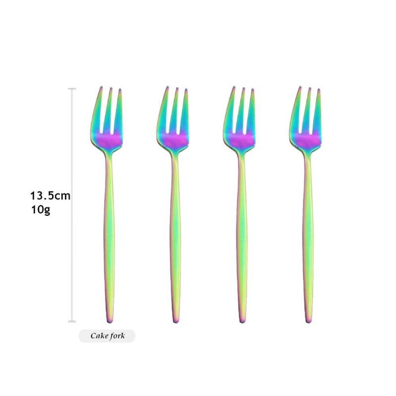 4PCS Edelstahl Besteck Regenbogen Kuchen Obst Gabel Abendessen Salat Gabel Geschirr Gold Dessert Gabel Für Hotel Party Küche werkzeug bunt von Joom DACH