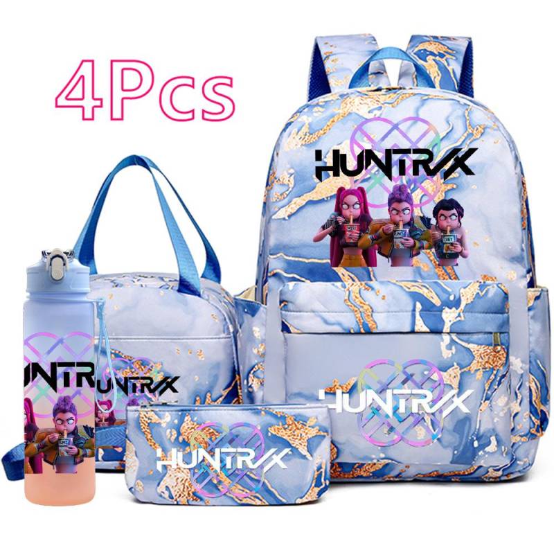 4-teiliges/Set K-Pop bedruckter Rucksack Handtasche Federmäppchen mit 750 ml Wasserflasche für Teenager Junge Mädchen Schultasche Student Große Kapazität Bücherrucksack Kindergeschenk von Joom DACH