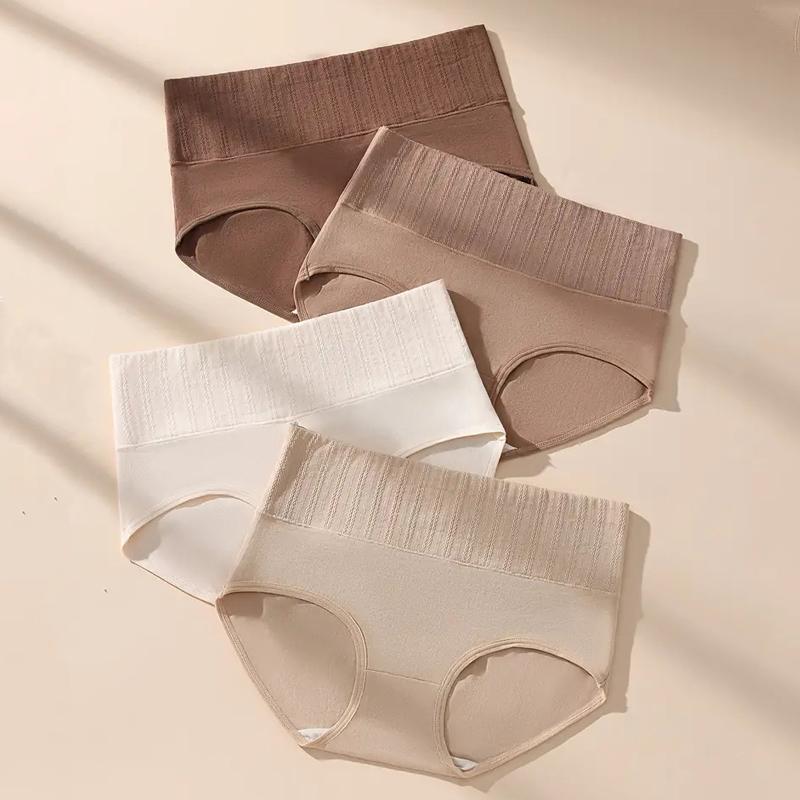 4Pcs Damen Höschen Hohe Taille Body Shaper Unterwäsche Baumwolle Unterhose Solide Mädchen Slips Weiche Panty Plus Size Weibliche Dessous XXL von Joom DACH