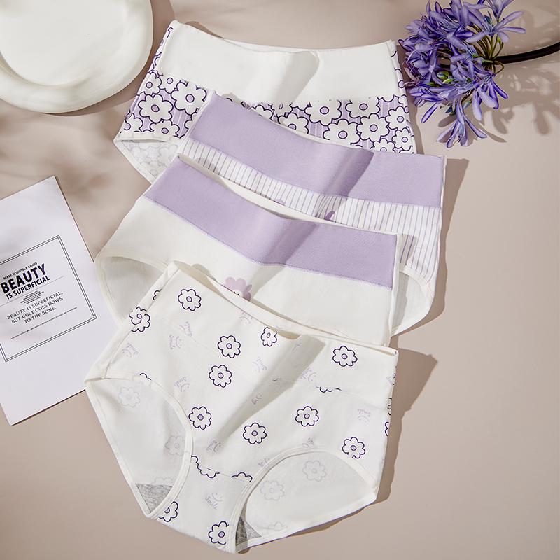 4Pcs Damen Höschen Hohe Taille Body Shaper Unterwäsche Baumwolle Unterhose Solide Mädchen Slips Weiche Panty Plus Size Weibliche Dessous 3XL von Joom DACH