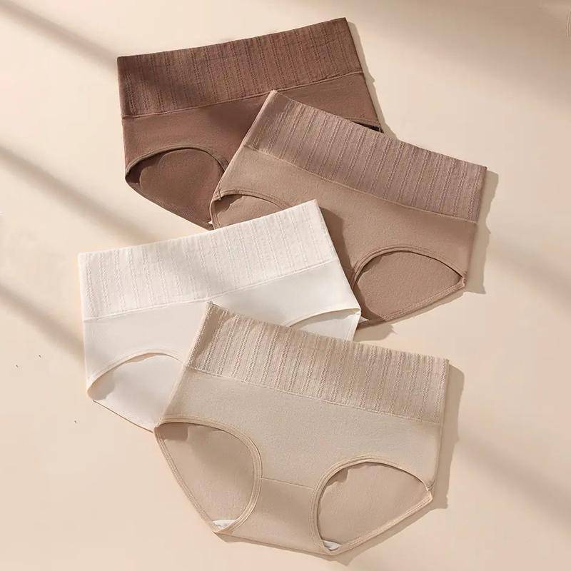 4Pcs Damen Höschen Hohe Taille Body Shaper Unterwäsche Baumwolle Unterhose Solide Mädchen Slips Weiche Panty Plus Size Weibliche Dessous XXL von Joom DACH