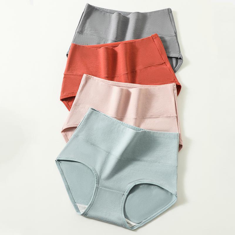4Pcs Hohe Taille Body Shaper Baumwolle Frauen Höschen Plus Größe Unterwäsche Atmungsaktive Unterhose Solide Panty Abnehmen Weibliche Slips 3XL von Joom DACH