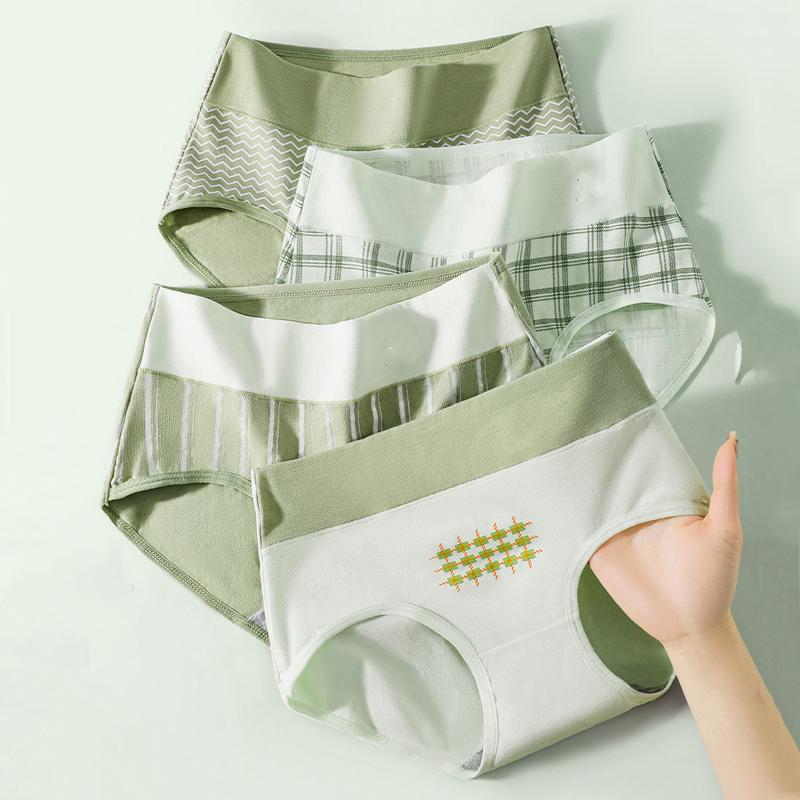 4Pcs Hohe Taille Unterwäsche frauen Baumwolle Höschen Atmungs Mode Druck Mädchen Plus Größe Slips Körper Abnehmen Weibliche Dessous 4XL von Joom DACH