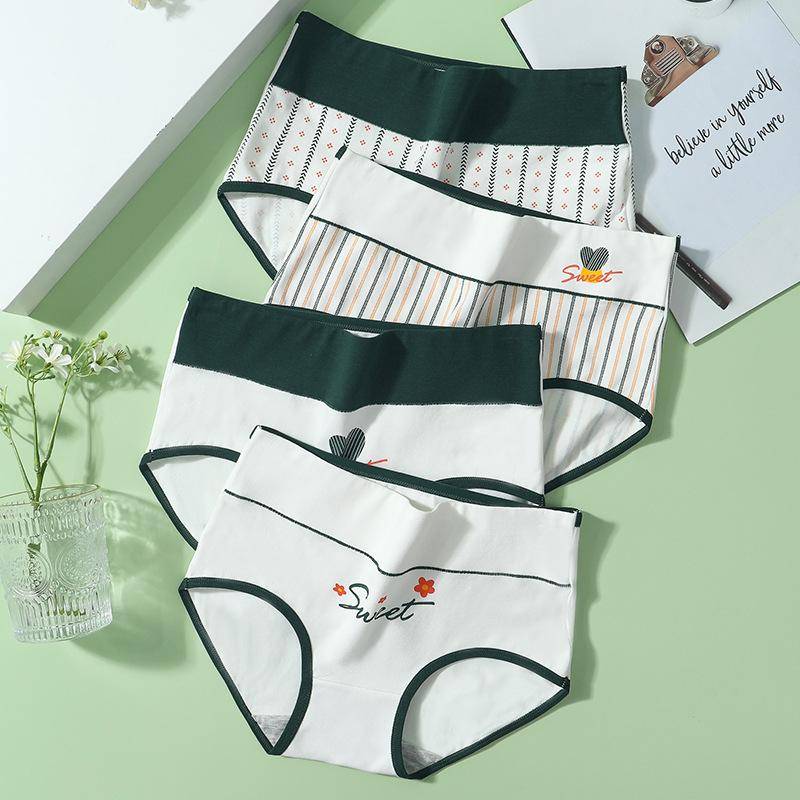 4Pcs Hohe Taille Unterwäsche frauen Baumwolle Höschen Atmungs Mode Druck Mädchen Plus Größe Slips Körper Abnehmen Weibliche Dessous M von Joom DACH