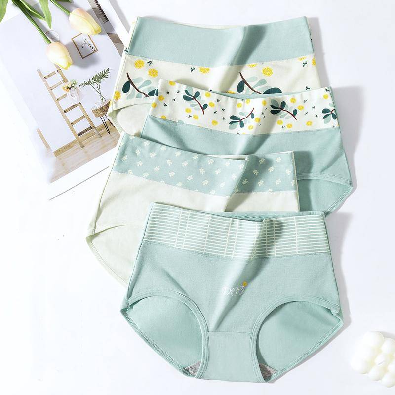 4Pcs Hohe Taille Unterwäsche frauen Baumwolle Höschen Atmungs Mode Druck Mädchen Plus Größe Slips Körper Abnehmen Weibliche Dessous XL von Joom DACH