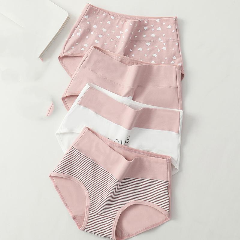 4Pcs Hohe Taille Unterwäsche frauen Baumwolle Höschen Atmungs Mode Druck Mädchen Plus Größe Slips Körper Abnehmen Weibliche Dessous XXL von Joom DACH