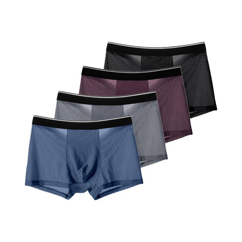 4Pcs Mesh Nahtlose Boxershorts Herren Unterwäsche Eis Seide Unterhose Bequeme Unterwäsche U Konvexen Höschen 2XL blau/dunkelgrau von Joom DACH