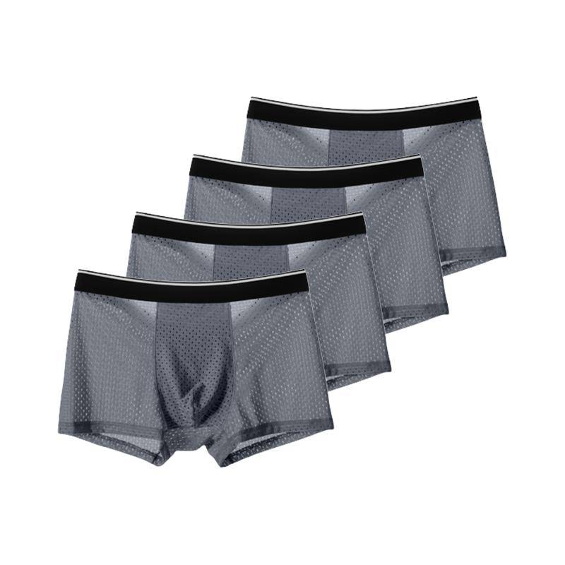4Pcs Mesh Nahtlose Boxershorts Herren Unterwäsche Eis Seide Unterhose Bequeme Unterwäsche U Konvexen Höschen 3XL dunkelgrau von Joom DACH