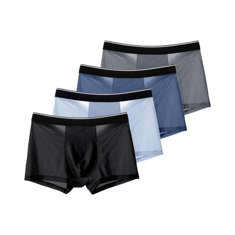 4Pcs Mesh Nahtlose Boxershorts Herren Unterwäsche Eis Seide Unterhose Bequeme Unterwäsche U Konvexen Höschen L schwarz/licht grau von Joom DACH