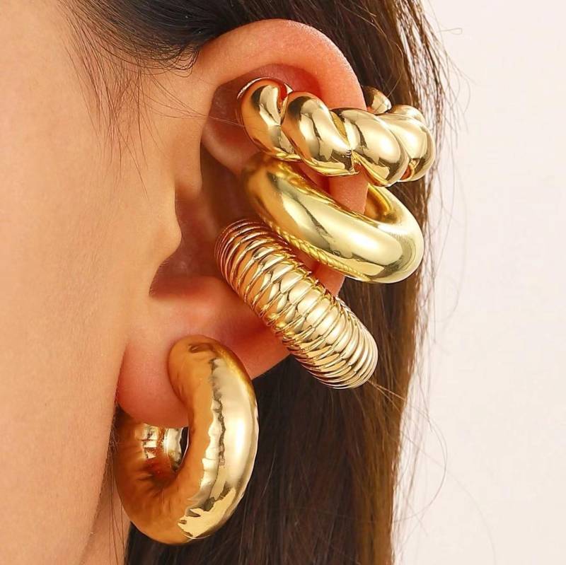 4Stk/Set Vintage Geometrische Clip Ohrringe Damen Trendige Glänzende C-Form Kein Piercing Falscher Knorpel Ohrklemme Schmuckzubehör 4Stk/Set Vintage Geometrische Clip Ohrringe Damen Trendige Glänzende C-Form Kein Piercing Falscher Knorpel Ohrklemme Schmuckzubehör von Joom DACH