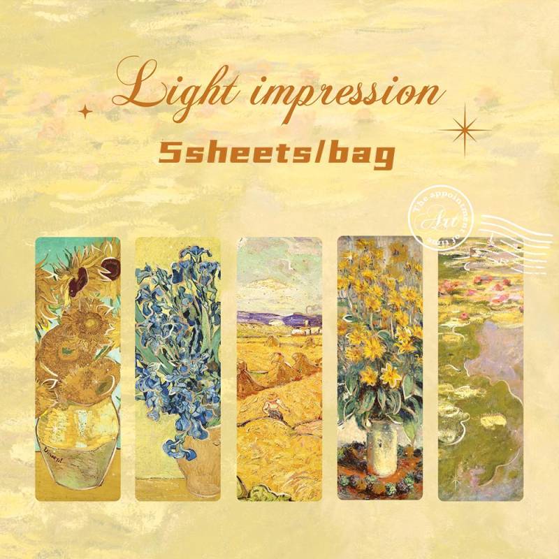 4Style 5 Stück/Set Heißprägung PVC Lesezeichen Romantisches Revival Hochwertige Ins Florale Lesemarkierungskarte Exquisite Ölgemälde B von Joom DACH