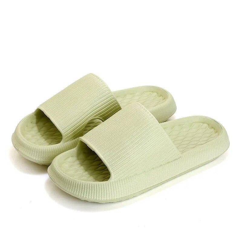 4cm Dicke Plateau-Kissenslipper Damen Sommer Eva Weiche Sohle Indoor Slides Frau Flach Rutschfest Badezimmer Hausschuhe 36-37 von Joom DACH