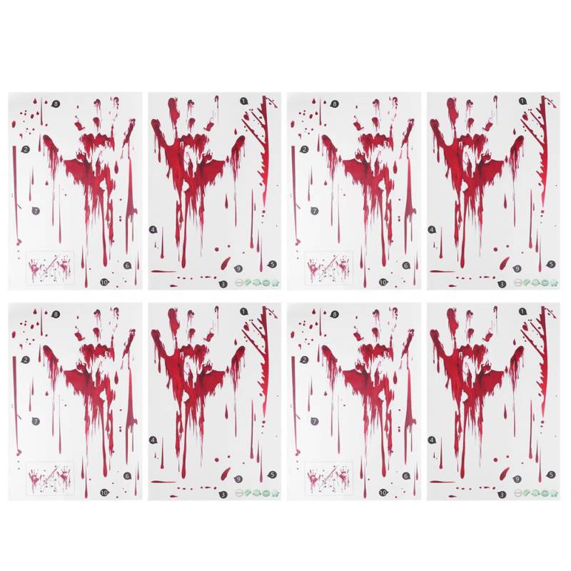 4er Set Gruselige Blutige Handabdrücke Selbstklebende Halloween-Aufkleber Wandtattoos Spukhaus-Party Fenster von Joom DACH