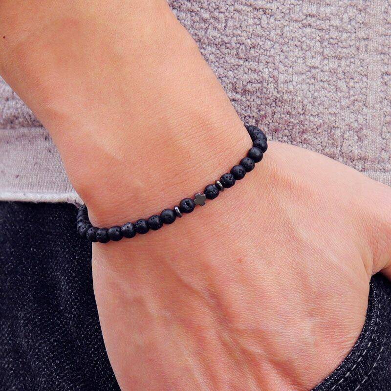 4mm Naturstein Armband Männer Hämatit Kreuz Armband Reis Perle Braslet Homme Freund Geschenk Bracciale Uomo Joias Yoga Schmuck von Joom DACH
