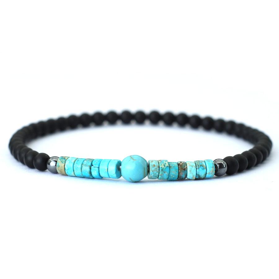 4mm Schwarze matte Perlen Männer Armband Gespleißt Imperial Türkis Perlen Frauen Neue Einfache Armband Handgelenk Schmuck blau von Joom DACH
