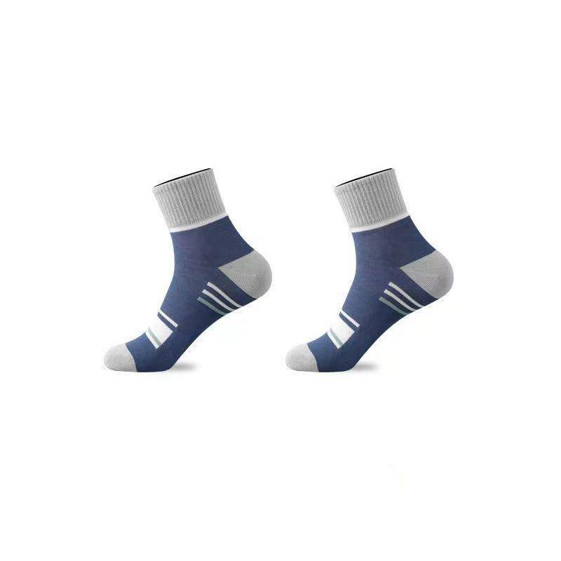5/10 Paar Herren-Sportsocken bis zur Wade, gestreifte, atmungsaktive Baumwollsocken, Freizeitsocken 1pair navy blau von Joom DACH