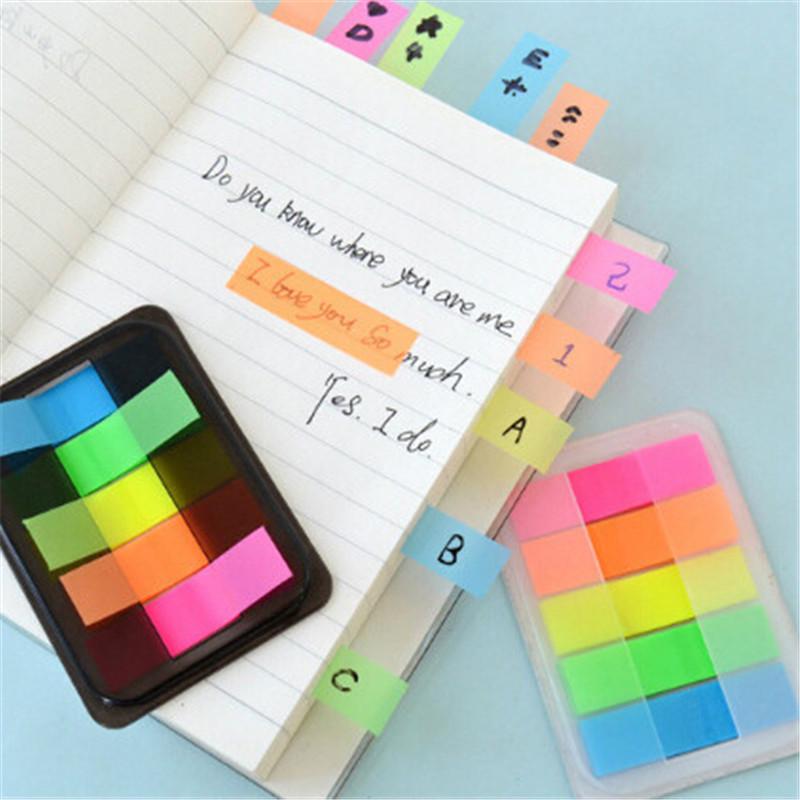 500/1000 stücke Bunte Fluoreszierende Aufkleber Post-It Buch Marker Memo Flags Index Pad Papier Tab Post-it Haftnotizen 10set von Joom DACH