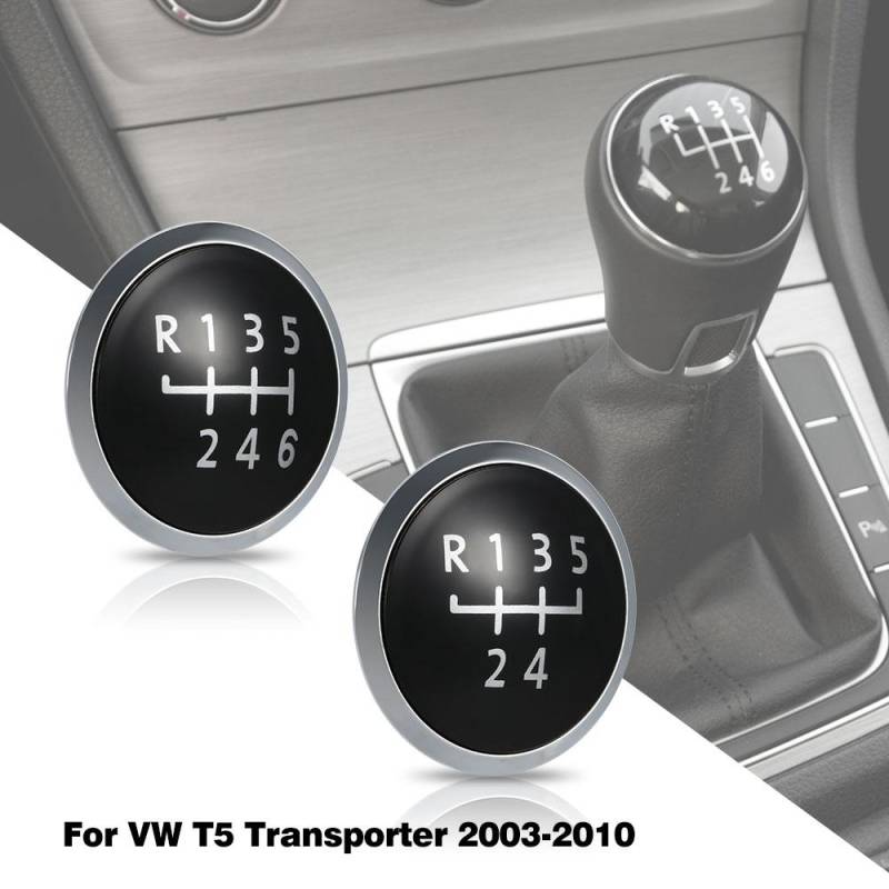 5/6 Gang Schaltknauf Abzeichen Emblem Kappe Knopf Abdeckung Ersatz für Multivan T5 Transporter 2003–2010 6 schwarz von Joom DACH