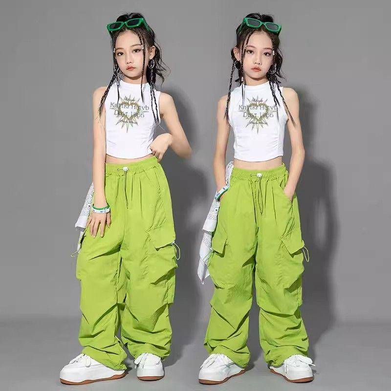 5-14 Jahre Kinder Hip Hop Joggers Hosen Hohe Taille Vintage Casual Streetwear Baggy Pants Mädchen Cargohose Teenager Gerade Hose 140 von Joom DACH