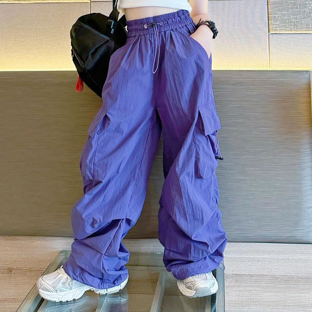 5-14 Jahre Kinder Hip Hop Joggers Hosen Hohe Taille Vintage Casual Streetwear Baggy Pants Mädchen Cargohose Teenager Gerade Hose 140 von Joom DACH