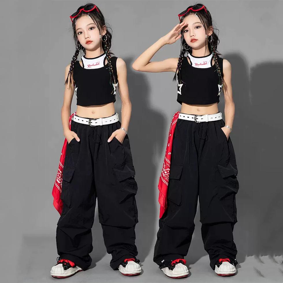 5-14 Jahre Kinder Hip Hop Joggers Hosen Hohe Taille Vintage Casual Streetwear Baggy Pants Mädchen Cargohose Teenager Gerade Hose 150 von Joom DACH