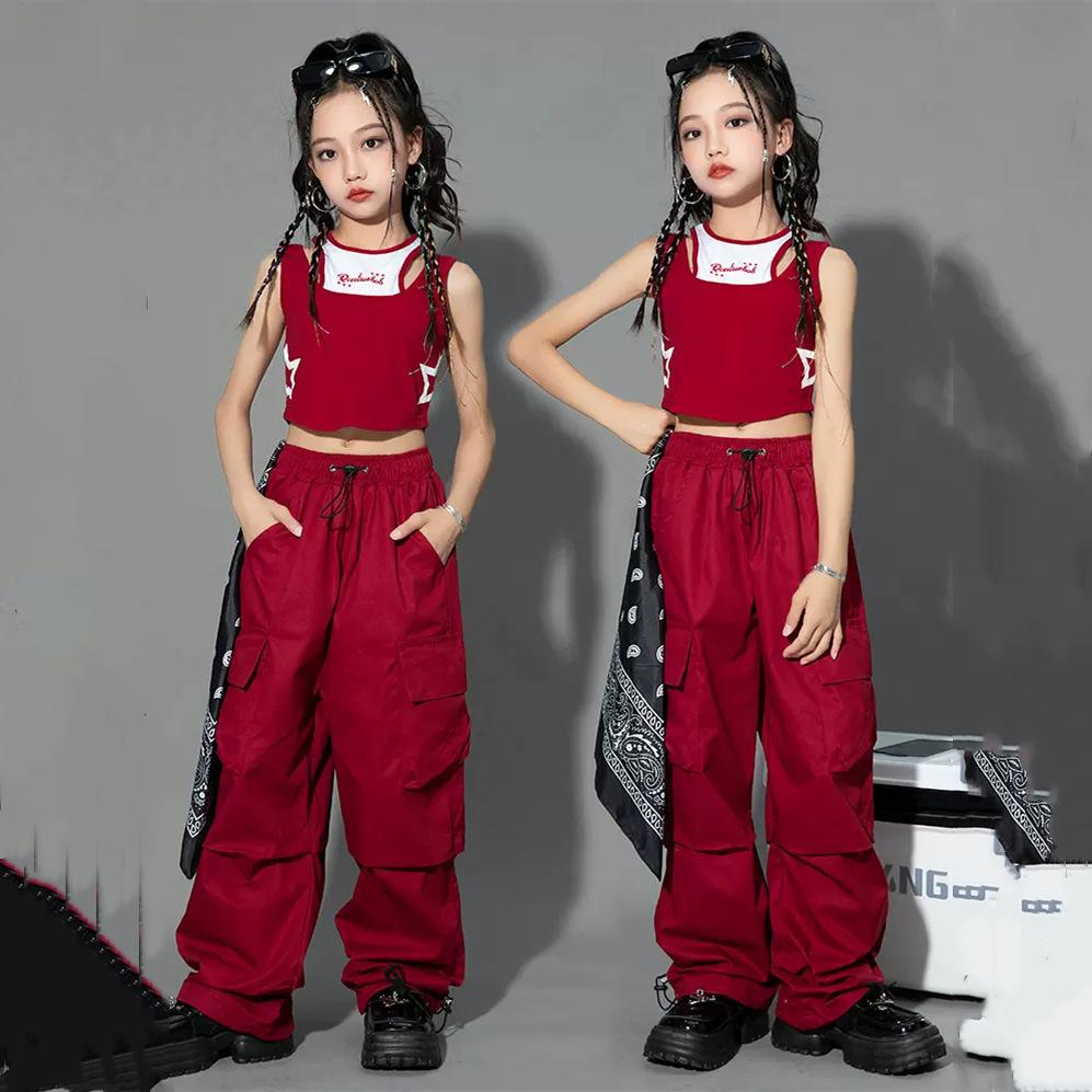 5-14 Jahre Kinder Hip Hop Joggers Hosen Hohe Taille Vintage Casual Streetwear Baggy Pants Mädchen Cargohose Teenager Gerade Hose 150 von Joom DACH