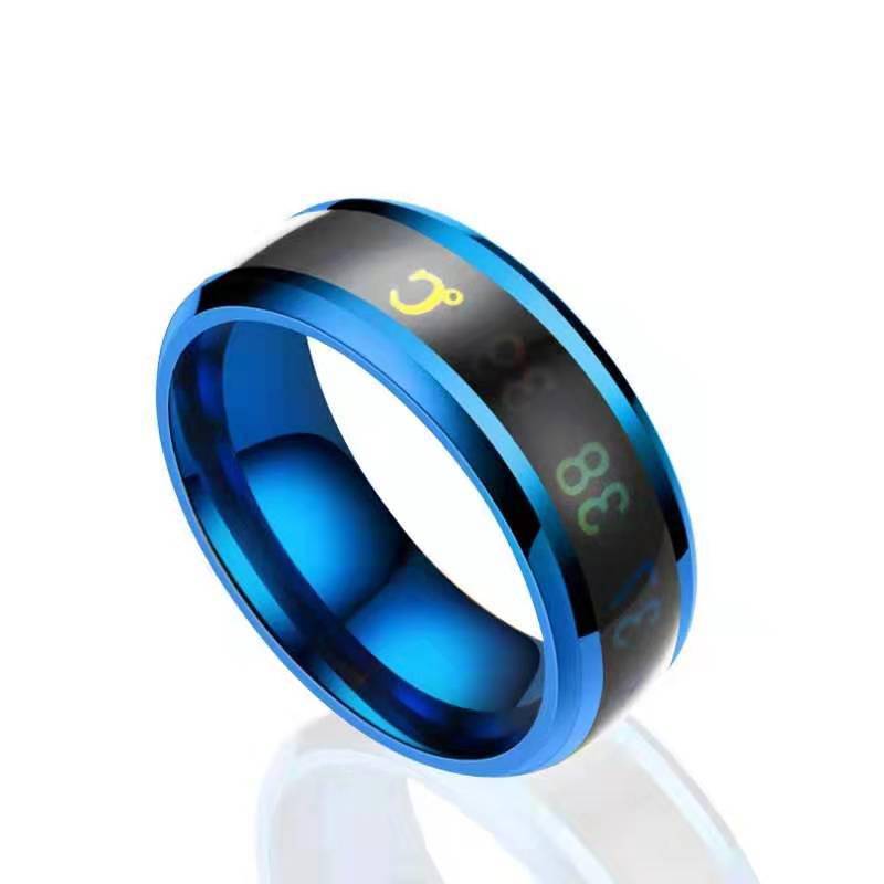5 Farben Temperaturring Titanstahl Stimmung Emotion Gefühl Intelligente temperaturempfindliche Ringe für Frauen Männer Wasserdichter Schmuck 12 blau von Joom DACH