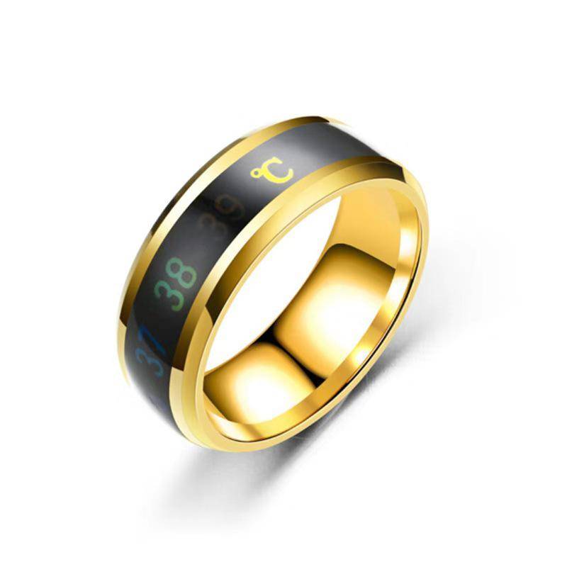 5 Farben Temperaturring Titanstahl Stimmung Emotion Gefühl Intelligente temperaturempfindliche Ringe für Frauen Männer Wasserdichter Schmuck 6 gold von Joom DACH