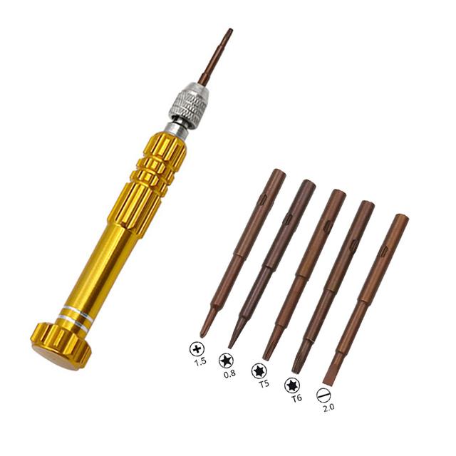 5 In 1 Schraubendreher-satz Mini Tragbare Schlitz Phillips Hex Pozidriv Schraubendreher Gläser Kamera Computer Uhr Telefon Reparatur Werkzeuge goldgelb von Joom DACH