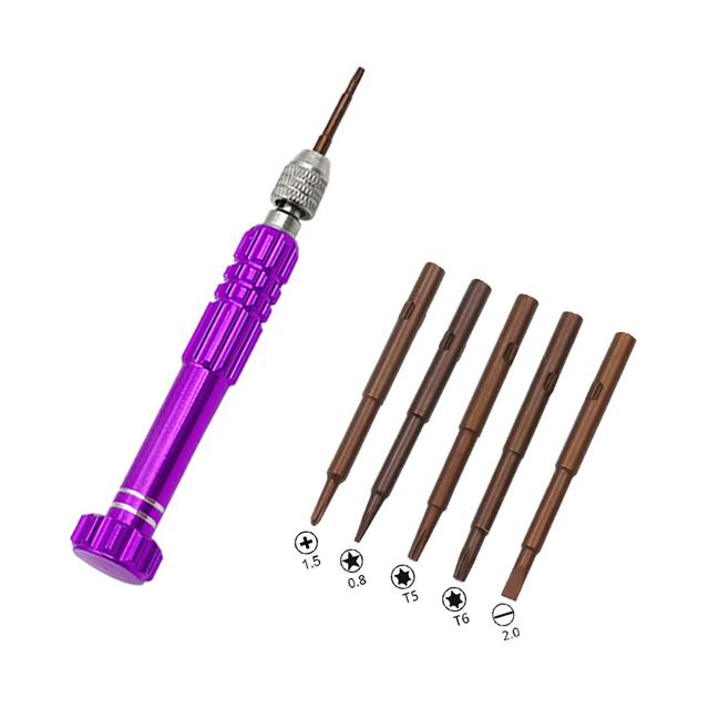 5 In 1 Schraubendreher-satz Mini Tragbare Schlitz Phillips Hex Pozidriv Schraubendreher Gläser Kamera Computer Uhr Telefon Reparatur Werkzeuge violett von Joom DACH