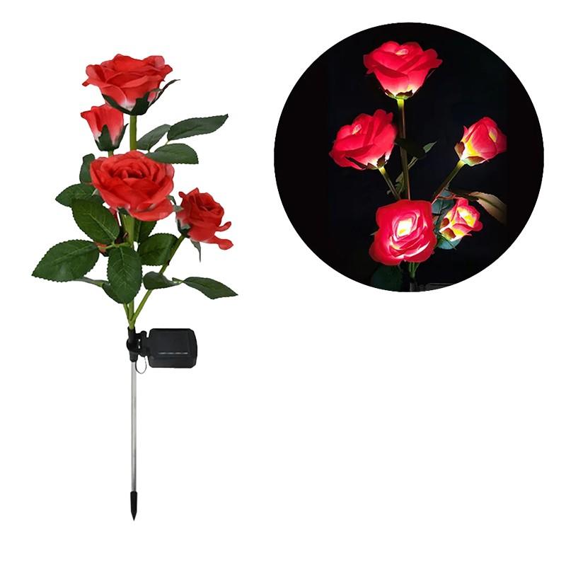 5 Kopf LED Solar Rose Lichter Solar Simulation Rose Lampen Rasen Lichter Nacht Lampe Landschaft Garten Home Dekoration Blume Licht rot von Joom DACH