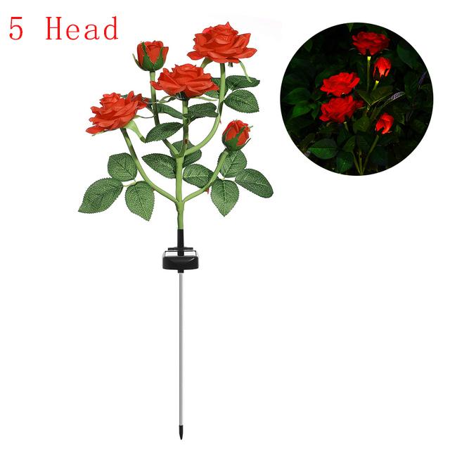 5 Kopf LED Solar Simulation Rose Blume Solar LED Licht Garten Hof Rasen Nachtlampe Landschaft rot von Joom DACH