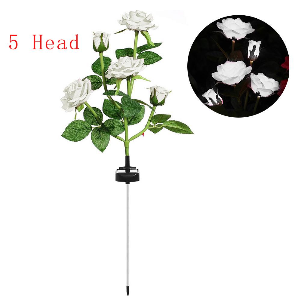 5 Kopf LED Solar Simulation Rose Blume Solar LED Licht Garten Hof Rasen Nachtlampe Landschaft weiß von Joom DACH