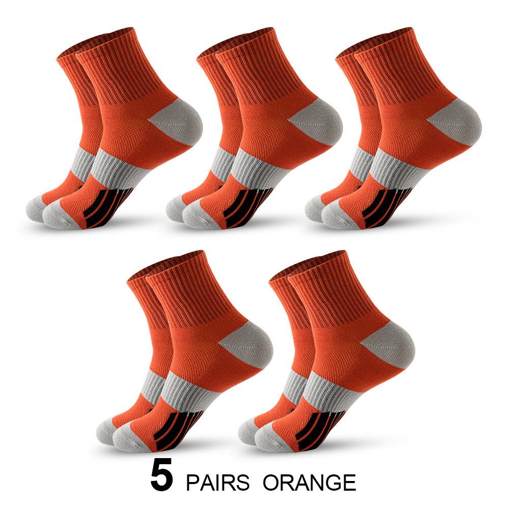 5 Paar Basketballsocken Herren-Wadensocken Schweißabsorbierende und geruchshemmende Laufsocken Hoch geschnittene Sportsocken mit Farbblockierung orange von Joom DACH