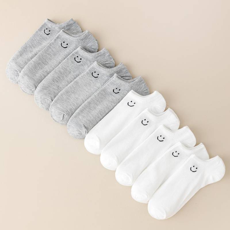 5 Paar Große Größe Smile Kurze Socken Damen Sportsocken Frühling und Sommer Atmungsaktiv Regenbogenfarbe Herren- und Damen-Bootssocken 5 Pairs weiß/graue 5 Paar Große Größe Smile Kurze Socken Damen Sportsocken Frühling und Sommer Atmungsaktiv Regenbogenfarbe Herren- und Damen-Bootssocken 5 Pairs weiß/graue von Joom DACH
