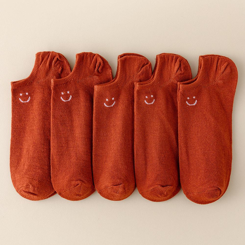 5 Paar Große Größe Smile Kurze Socken Damen Sportsocken Frühling und Sommer Atmungsaktiv Regenbogenfarbe Herren- und Damen-Bootssocken 5 Pairs ziegelrot von Joom DACH