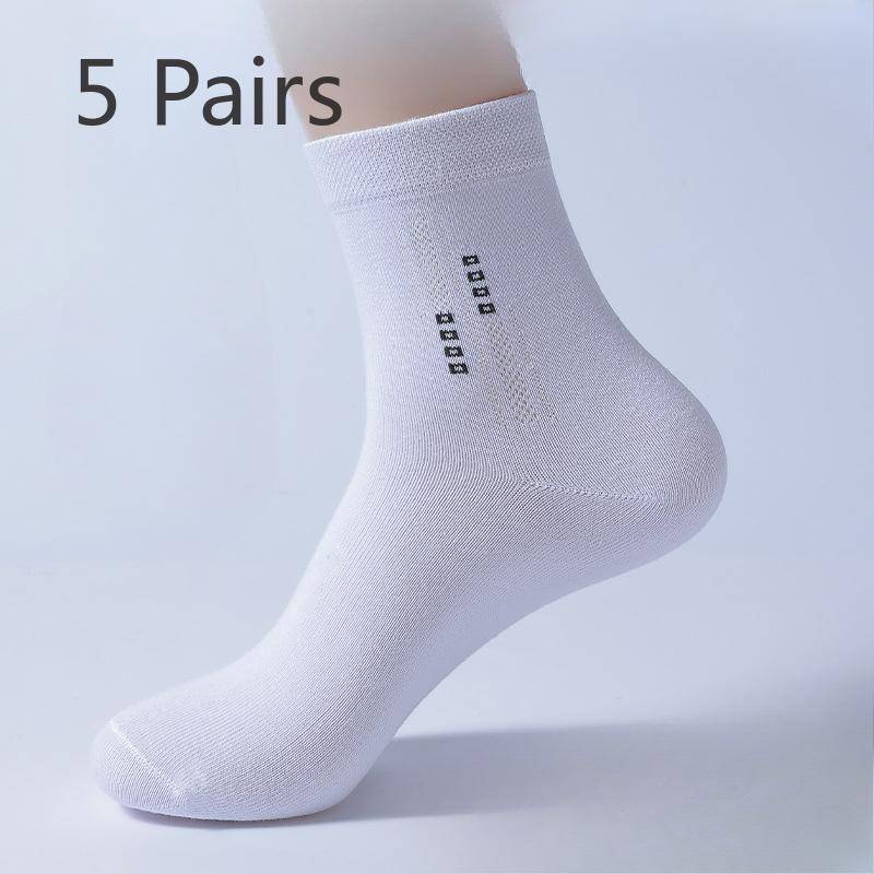 5 Paar Herren Frühling und Herbst Alle Arten von Einfachen Business Schweißabsorption Atmungsaktive Kniestrümpfe 5 Pairs weiß von Joom DACH