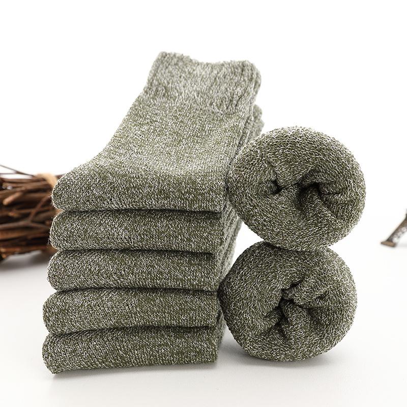 5 Paar Herren-Wintersocken aus Baumwolle, warm, weich, voll gepolstert, Crew-Socken, Größe 38–45 EUR38-45 grün von Joom DACH