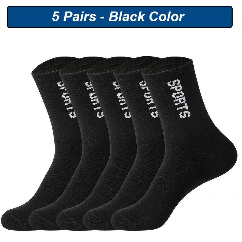 5 Paar Herrensocken Atmungsaktive Sportsocken Mann Lässig Sportlich Frühling Herbst Neu für Männer Hohe Qualität Übergröße EUR38-45 EUR38-45 schwarz von Joom DACH
